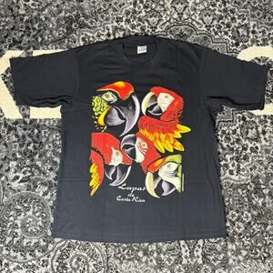 Vintage 90s Single Stitch Lapas De Costa Rica Parrot Black T Shirt Sz L